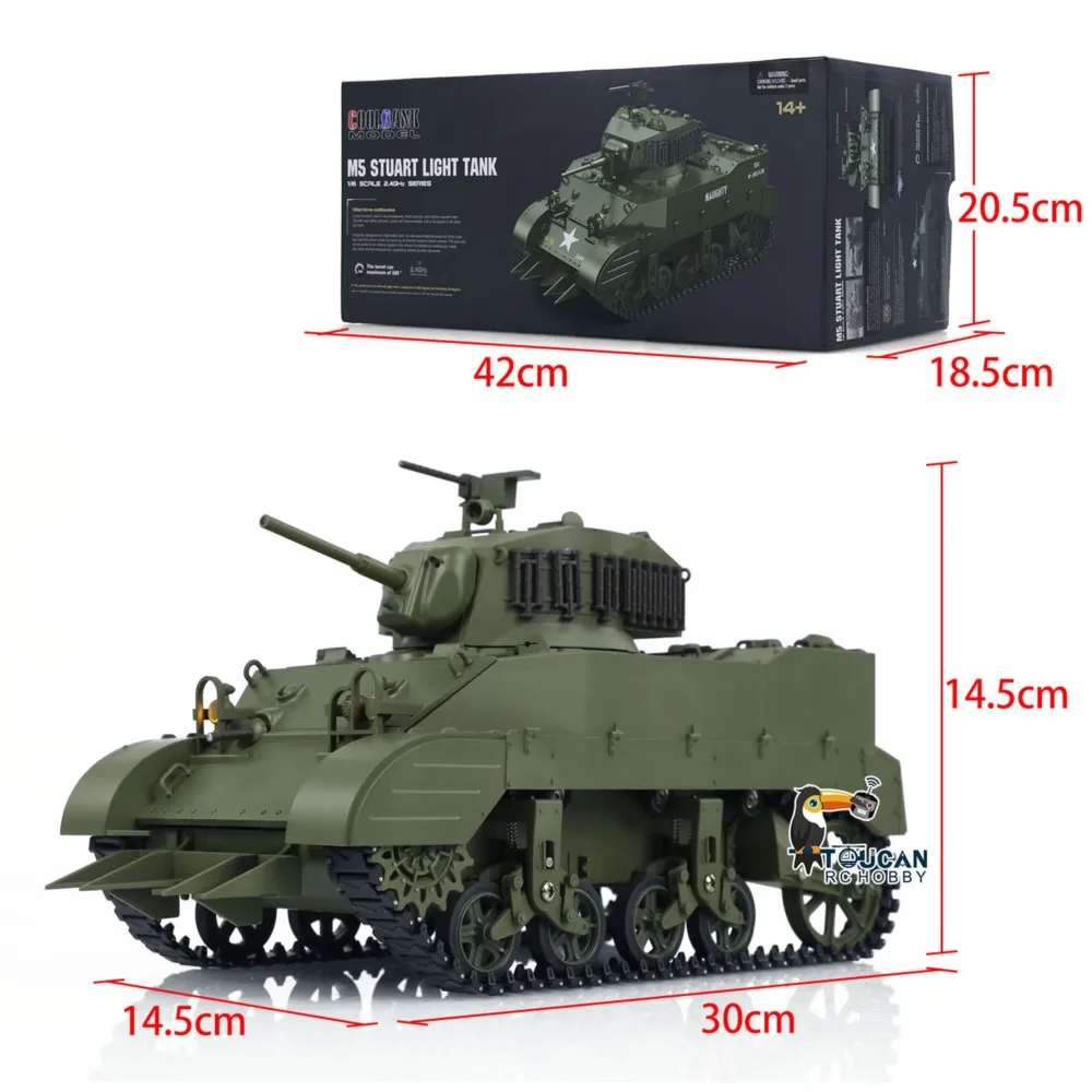 Char RC 1/16 Stuart M5A1 RTR COOLBANK - Tourelle 360°, Son & Lumière