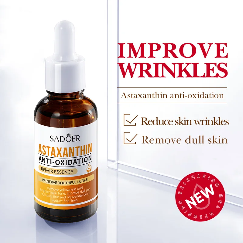 30ml Astaxanthin Anti Oxidation Face Serum Repair Dry Skin Moisturizing Reduce Wrinkles Fade Fine Lines Smooth Tender Hydrating 2