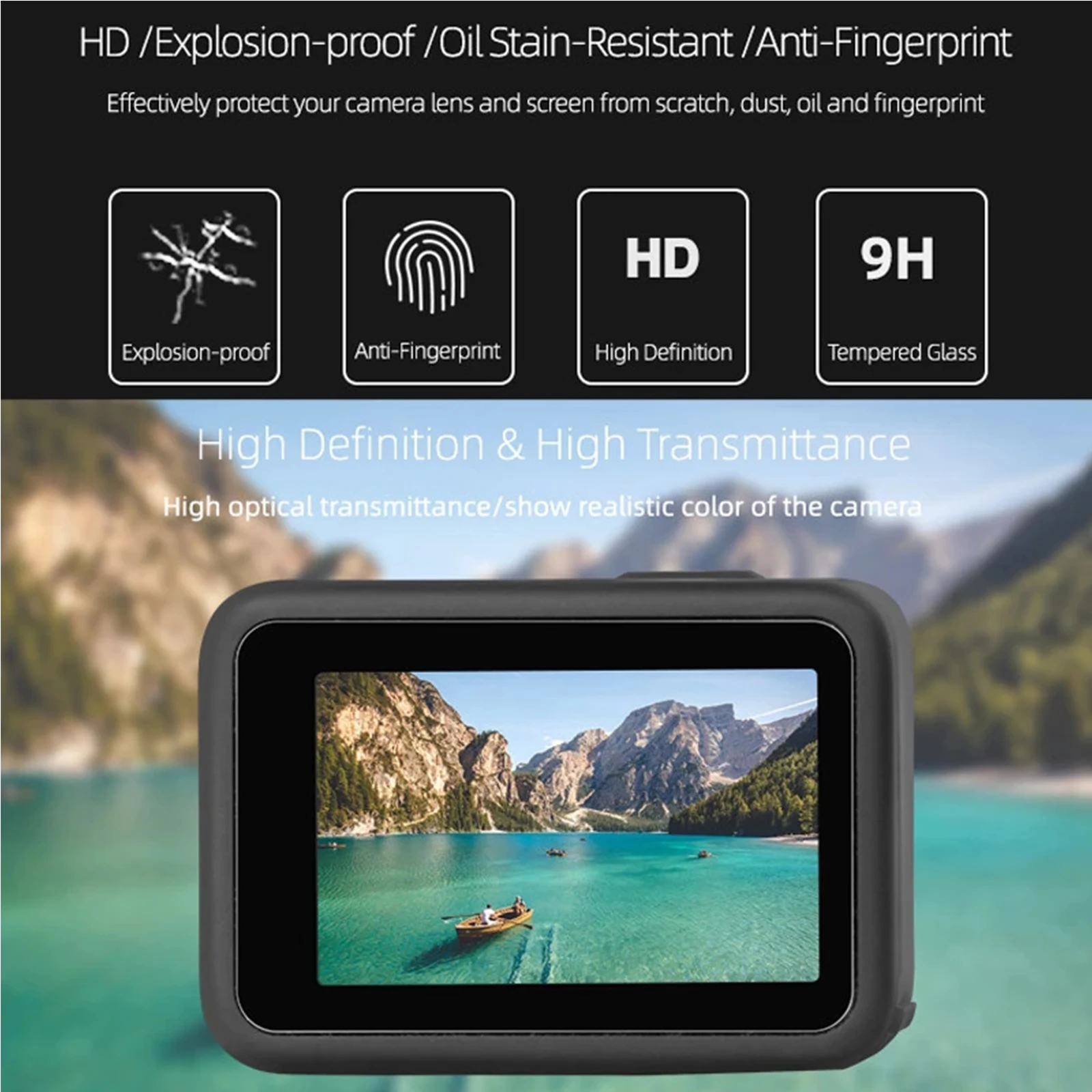 Pcs HD Tempered Glass Screen Protector For GoPro Hero 13 12 11 10 Black  Camera Lens Protective Cover Front Back Screen Film