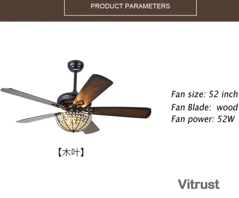 Modern Ceiling Fans Led Light with 5 Wood Blades for Living Room Bedroom Dinning Room DC Motor
