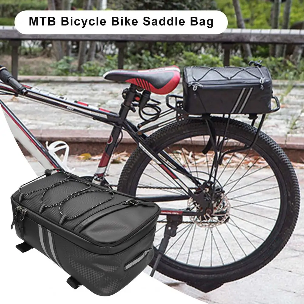 

Rear Bike Rack Bag 1 Set Abrasion Resistant Simple Installation Faux Leather Zipper Design Bike Back Seat Bag Cycling Supply