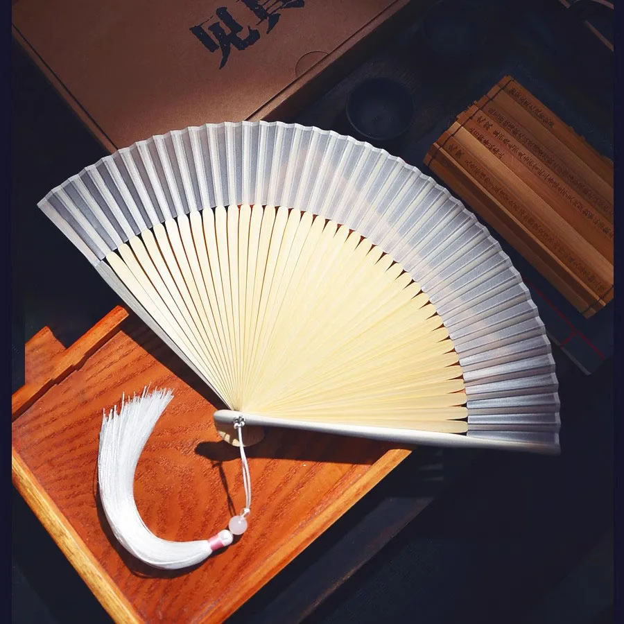 Elegant Chinese Bamboo Folding Fan 6 Inch Plain Blank Fan for Women Hanfu Qipao Vintage Handheld Fan Summer Cooling Oriental Fan