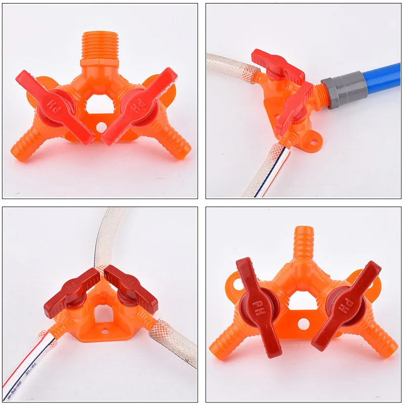 

1 ~ 10 шт., пластиковый наружный диаметр 10 мм, трехходовой шаровой клапан в виде пагоды, трехходовой шаровой клапан, 1/2 дюйма, наружная резьба, ПВХ-труба