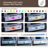 LED Floating TV Stand for 85+ inch TV, White High Glossy Wall Mounted Haning TV Stand with 2 Cabinets, Modern Floating En 3