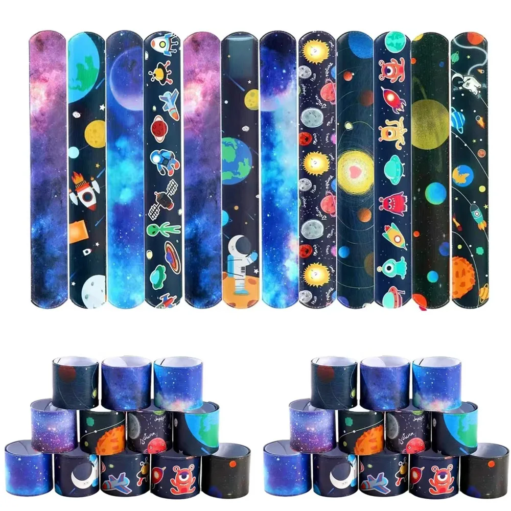 Space Astronaut Snap Bracelets-Pinata Toy Loot/Party Bag Filler Kids Pocket Slap Band Gift For Boy Girls Birthday Party Favors