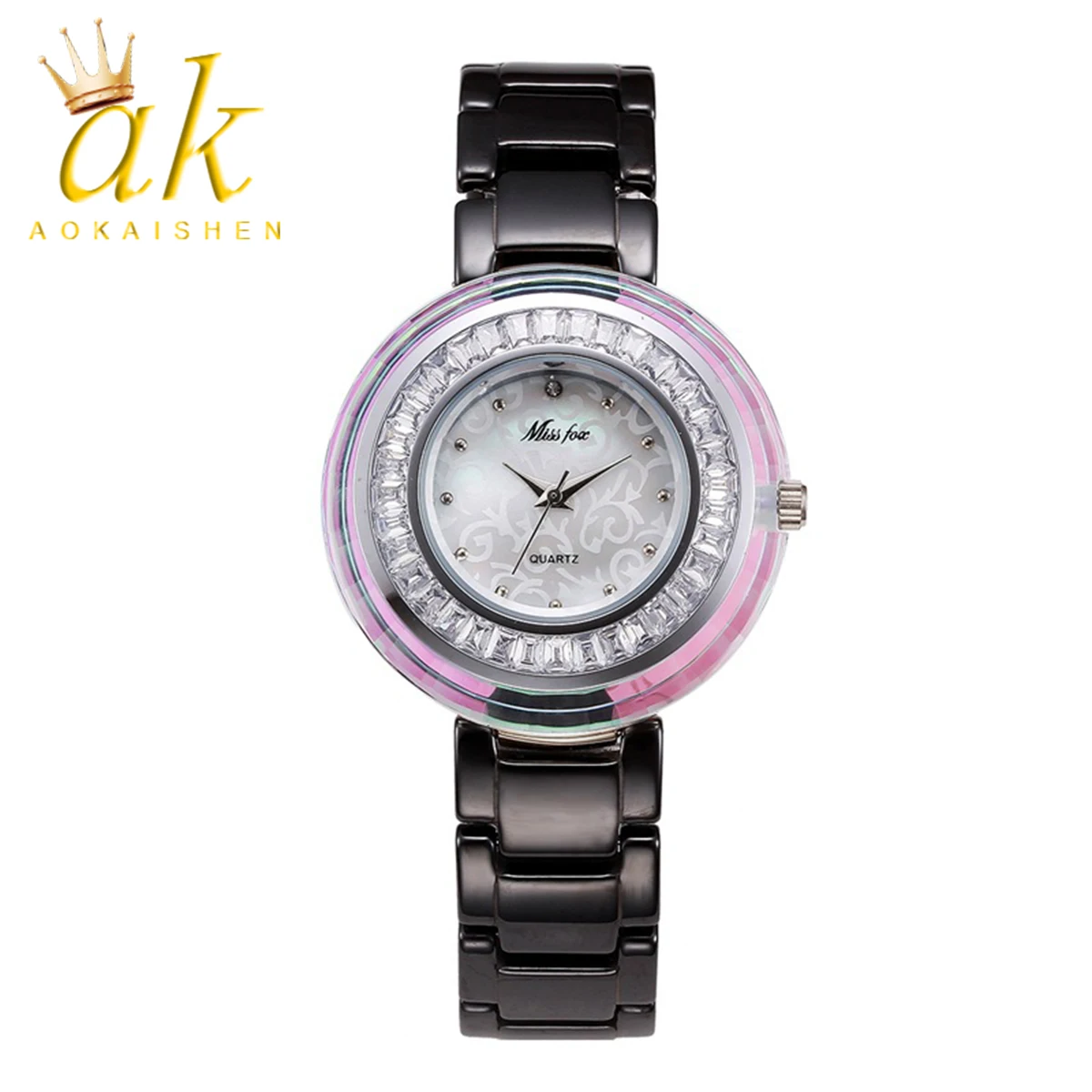 

Aokaishen супер крутые новые женские часы от известного бренда с логотипом Xfcs Кристальные часы огнестойкие и водостойкие керамические кварцевые часы