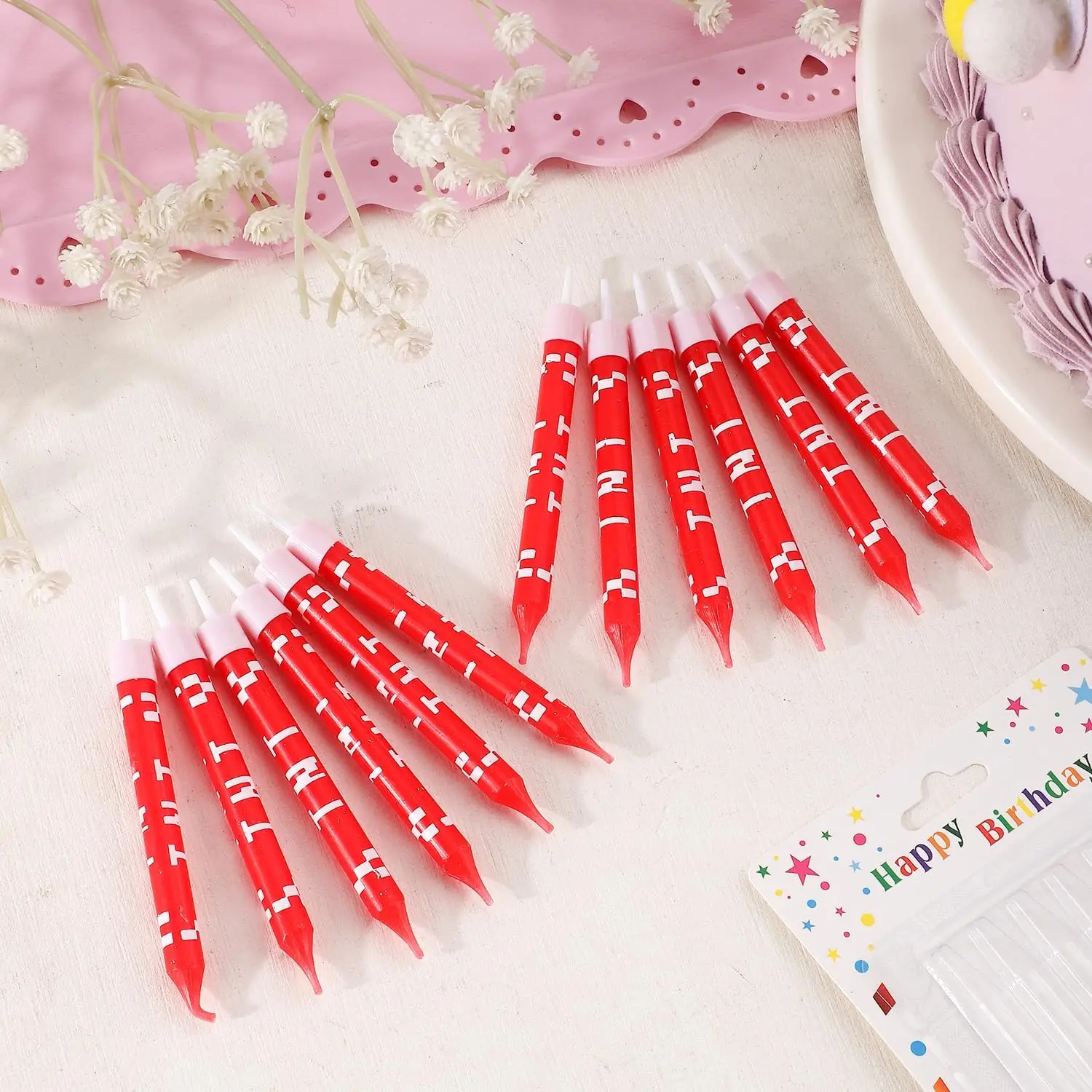 12/24pcs Green Pixel Cake Candle Decoration Red TNT Theme Green Wishing Candle Kids Birthday Party Cake Decorations Gift