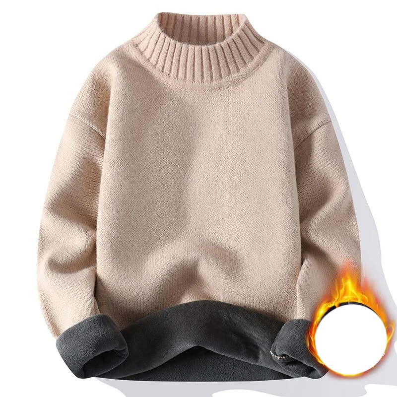 Autumn Winter KPOP Fashion Style Harajuku Slim Fit Tops Loose Casual All Match Knitwear Insert Half High Collar Solid Sweaters