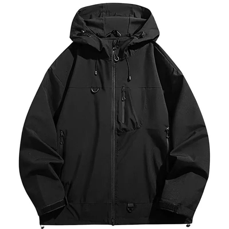 Men's Outdoor Hooded Jackets Waterproof Windbreaker Sport Hiking Climbing Trekking Multiple Pockets Softshell Hooded Jacket Male - 3