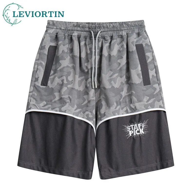 

Hip Hop Streetwear Baggy Shorts Grey Camouflage Retro Patchwork Joggers Shorts 2023 Men Harajuku Sweat Pants Track Sweatpants