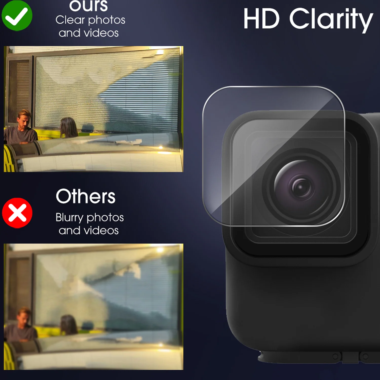 Lot de 2 films protecteurs pour GoPro 9, noir