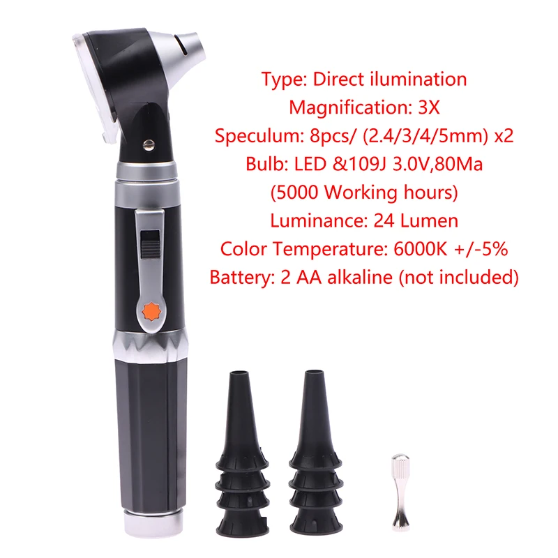 Otoscope Diagnostic Set Pocket Otoscope 3X True View Otoscopio Full Spectrum Home Physician Diagnostic Set With 8 Tips For Adult Child Ear Care Tool