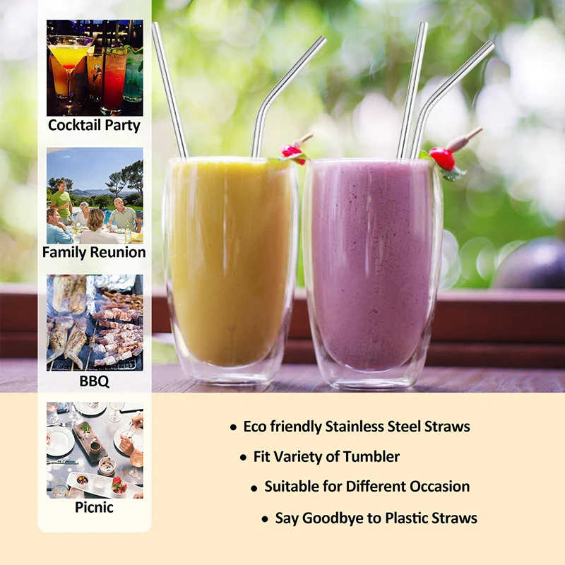Eco-Friendly Reusable Stainless Steel Drinking Straws
