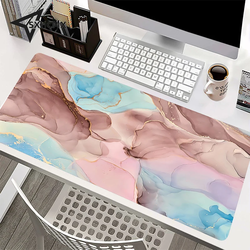 Mousepad de Mármore Macio para Gamer Desktop Mouse Pad Almofadas de Teclado Tapete de Escritório Tapetes de Mesa Tapete de Computador Moda Xxl Novo - Imagem 6