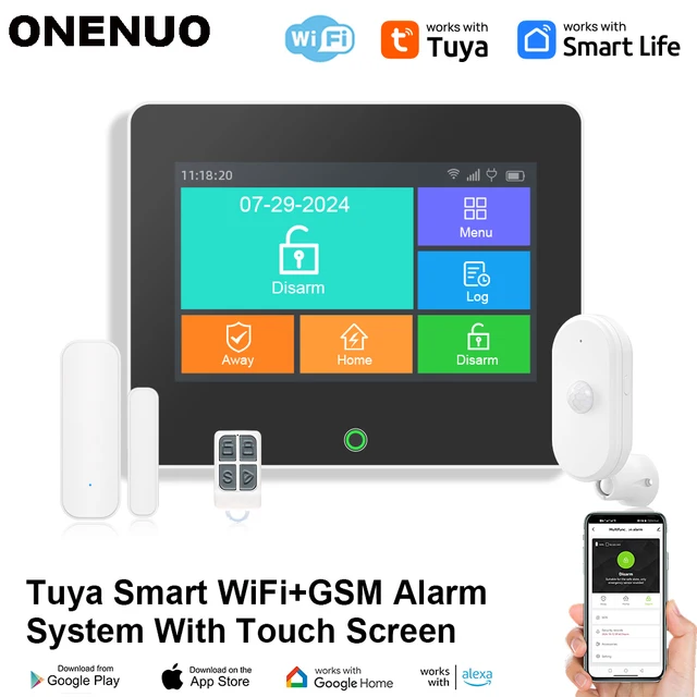 Tuya WiFi GSM Home Security Protection Smart Alarm System TFT Screen Burglar Kit Tuya APP Remote Control Arm And Disarm 1