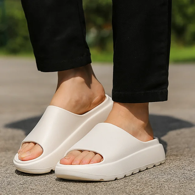 Thick Bottom Slip-On Beach Sandals Women's Versatile Outdoor Wear Heightening Soft Comfortable EVA Coconut Slippers