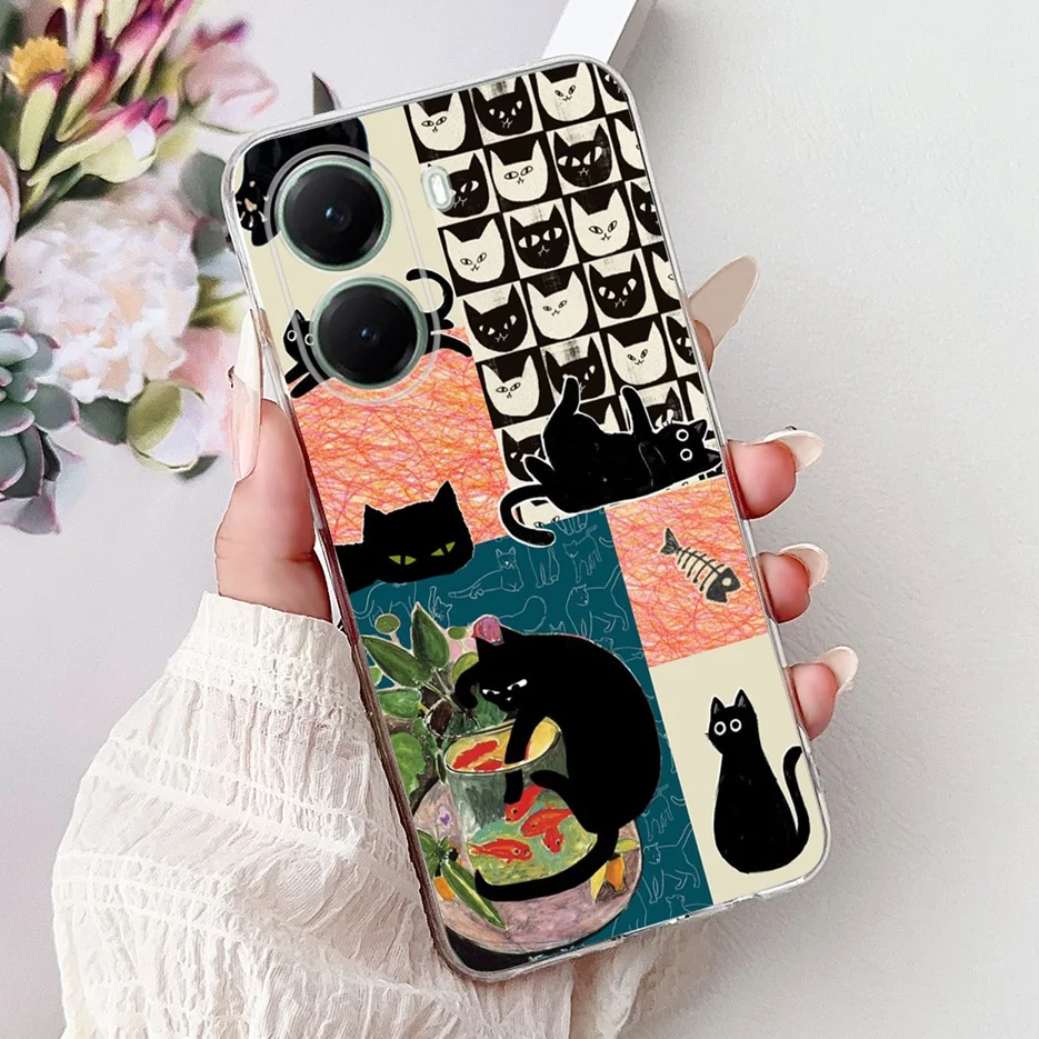 Stylish Painted Clear Silicone Soft TPU Phone Case Cover Shell Coque