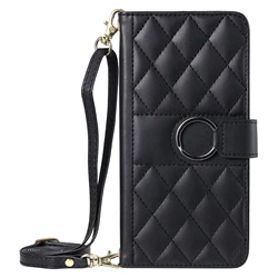 Elegant Crossbody Leather Phone Case with Lanyard and Flip Wallet Cover - Redmi Note14 4G (Europe) (Black)