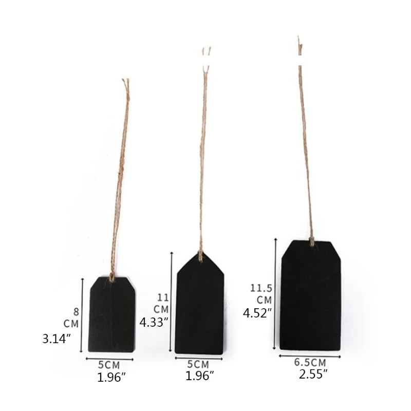 Set of 50 Black Slate Erasable Hanging Chalkboard Signs Tags Label with Jute String Wall Decor Wooden Chalkboard Signs