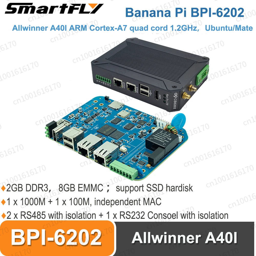Banana pi Bpi6202 Embedded Single Board Allwinner A40i Computador Pessoal Industrial 2gb Ddr3 8gb Suporte Emmc Ssd Disco Rígido