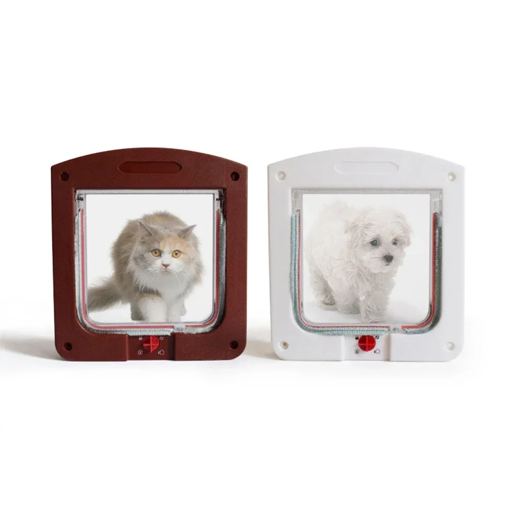 Cat Flap Door with 4 Way Locking for Interior Exterior Doors Weatherproof Pet Doors for Cats Doggies Suit Window Thin Wall