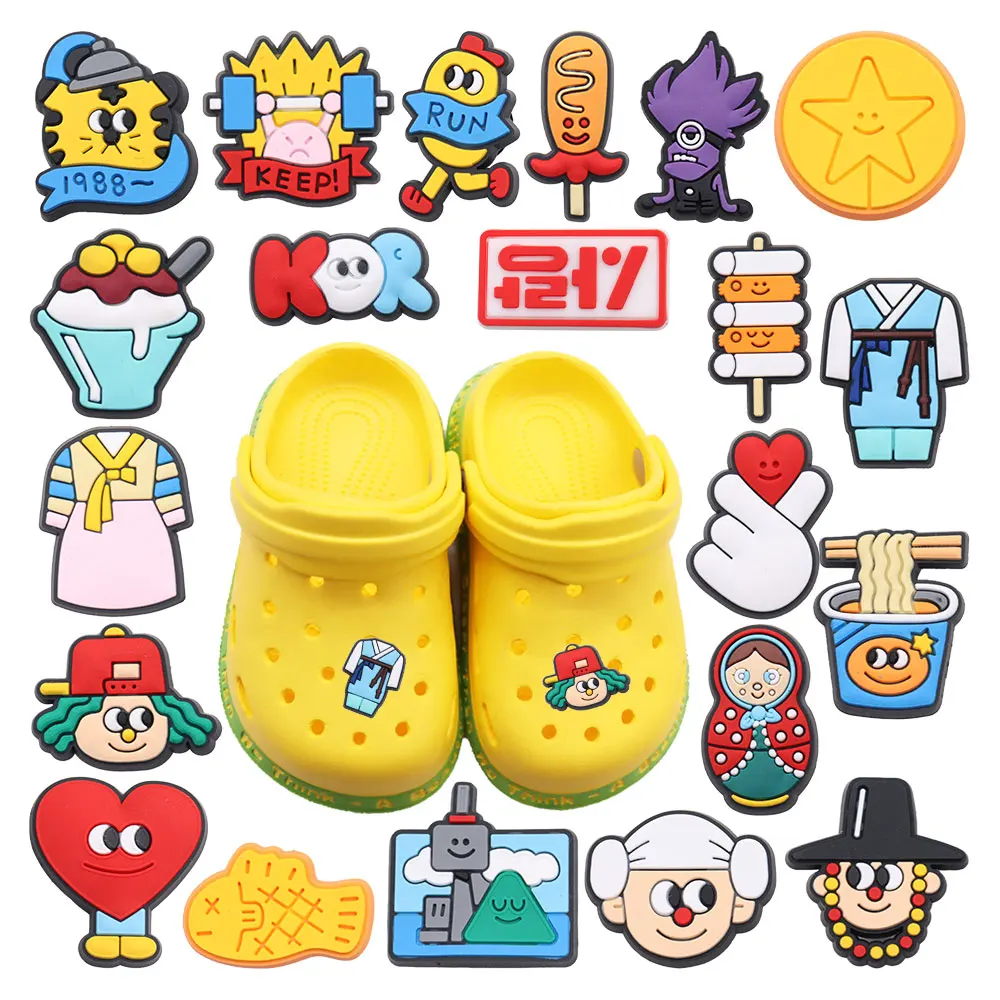

New Arrival 1pcs Shoe Croc Charms Red Heart Star Snack Funny Doll Accessories PVC Shoe Buckles For Croc Jibz Birthday Present