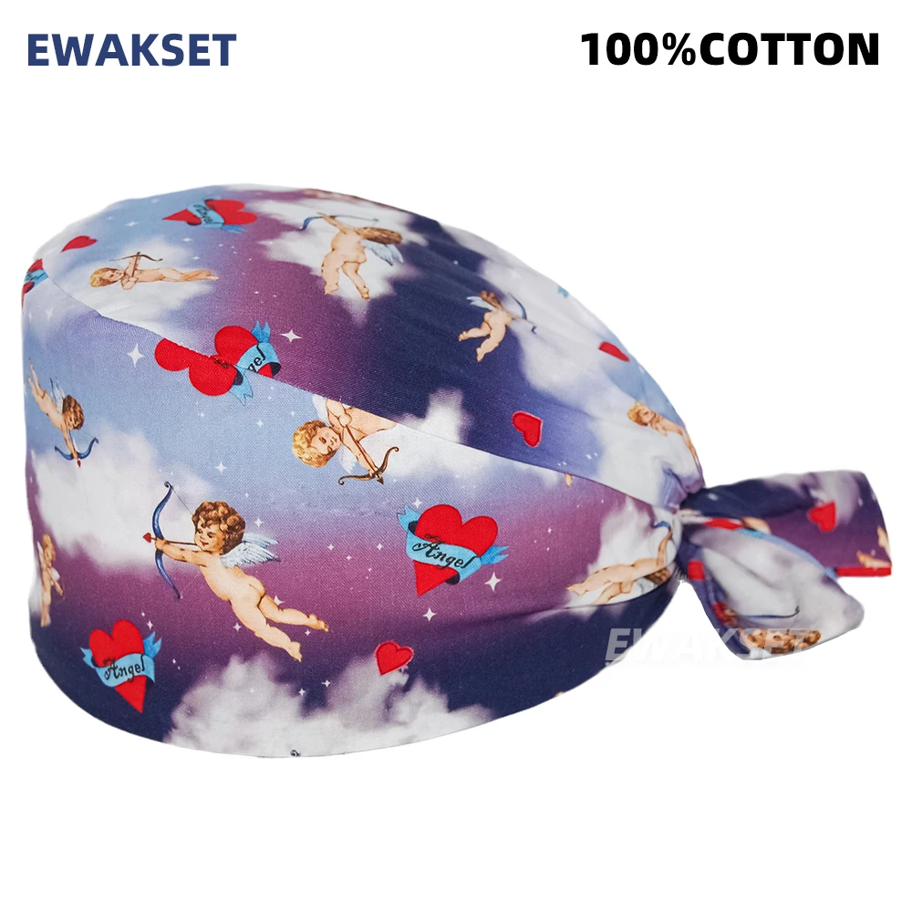 Scrub Cap New Soft Cap Cotton Adjustable Cartoon Scrubs Hats lab Working Surgicals hat pharmacy Dentist Nursing accessories Scrub Caps