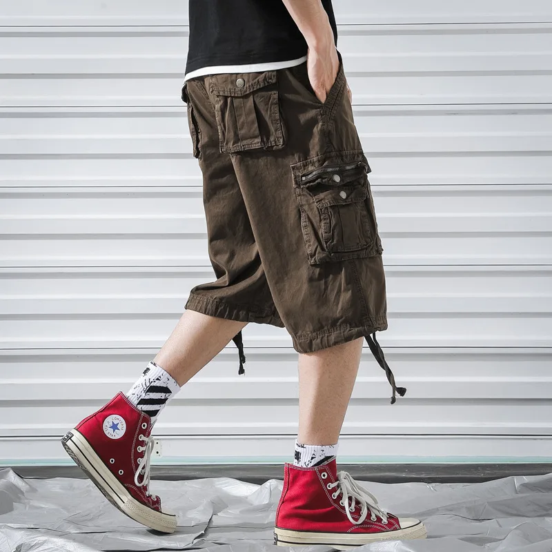 best casual shorts Military Shorts Men Cargo Shorts Summer Trousers Knee Length Punk Style Streetwear Men Work Trousers Fashion Bottoms 2022 casual shorts for men Casual Shorts