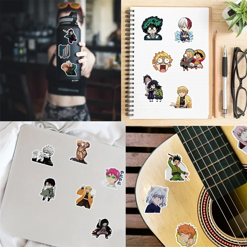Mix Anime Stickers 300Pcs for Kids Onepiece JujutsuKaisen DragonBall DIY Car Wall Waterproof Toy