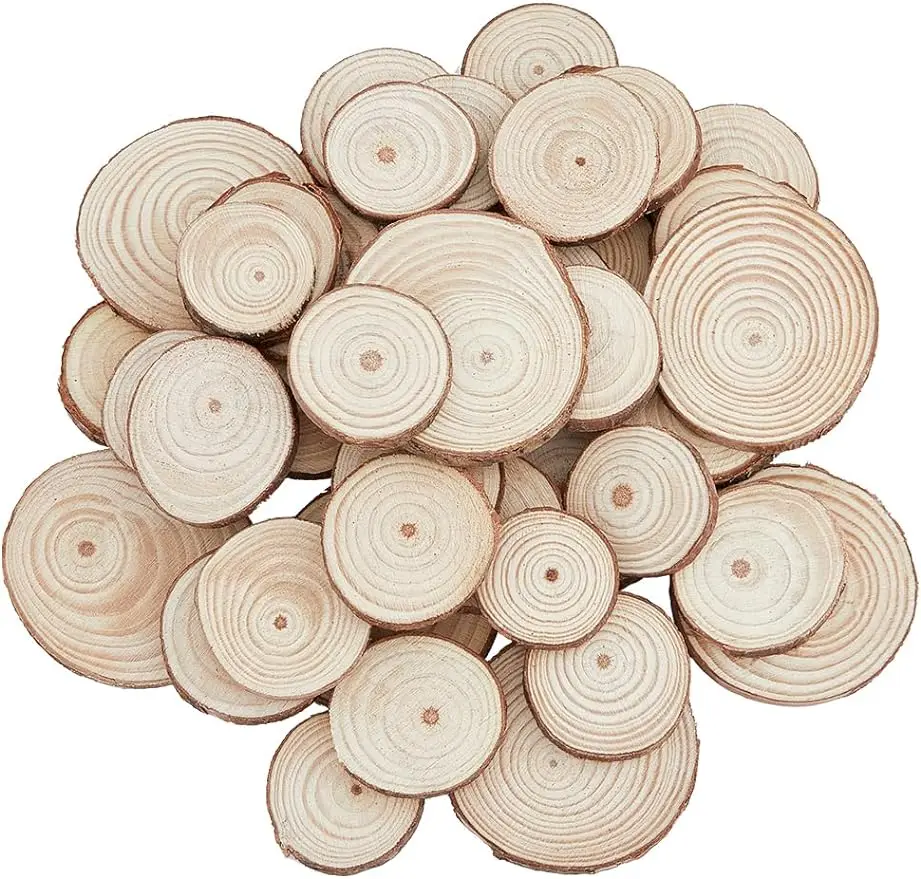Discos De Madera Natural Para Manualidades - 60 Unidades, 4-5cm Diámetro, Rodajas De árbol Para Decorar