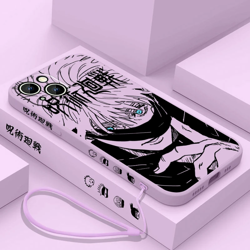 thumbnail image 1 of Jujutsu Kaisen Gojo Anime Phone Case para Apple iPhone 15 14 13 12 11 Pro Max Plus 8 7 SE Liquid Left Rope Capa Cover, 1 of 5