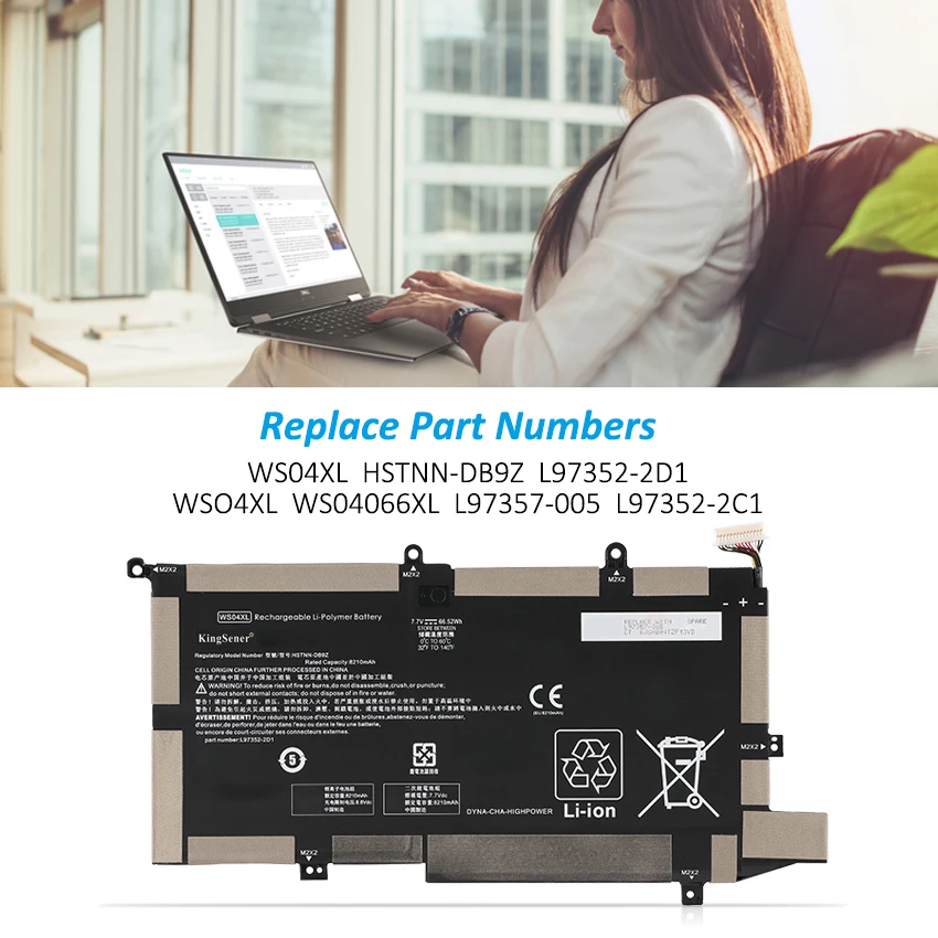 KingSener-bateria do portátil para HP Spectre, WS04XL,