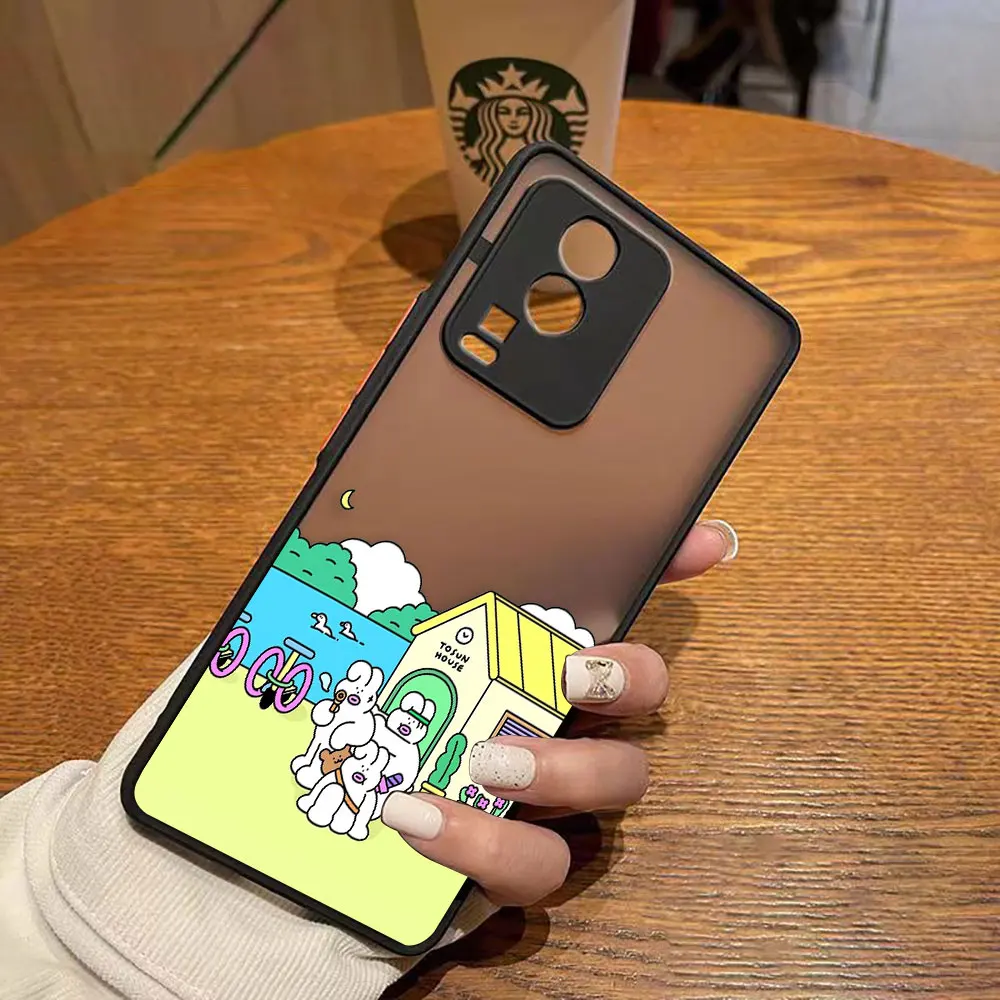 thumbnail image 1 of Funda mate para VIVO X90 X80 X70 5G X60 X50 X30 IQOO NEO 3 7 PRO PLUS X27 X23 X20 Funda Coque Shell cerdo blanco conejo dibujos animados, 1 of 5