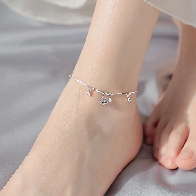 925 Sterling Silver Geometric Shape Tassel Anklet Fashion Simple Temperament Anklet Birthday Gift For Women Fine Jewelry anklet bracelets silver anklets ankle chain