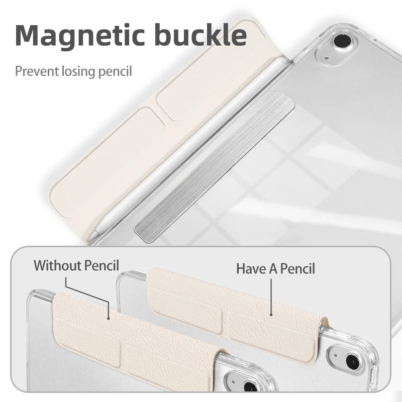 Transparent Magnetic Detachable Case with Multi-Angle Stand and Auto Wake/Sleep Functionality