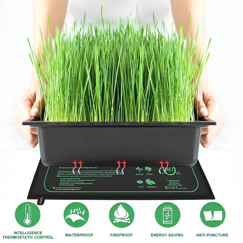 Estera de calor para plántulas, almohadilla de calentamiento impermeable para germinación de plantas de interior, estera de inicio de clonación de propagación, enchufe EU/US/UK, 10/25/50CM