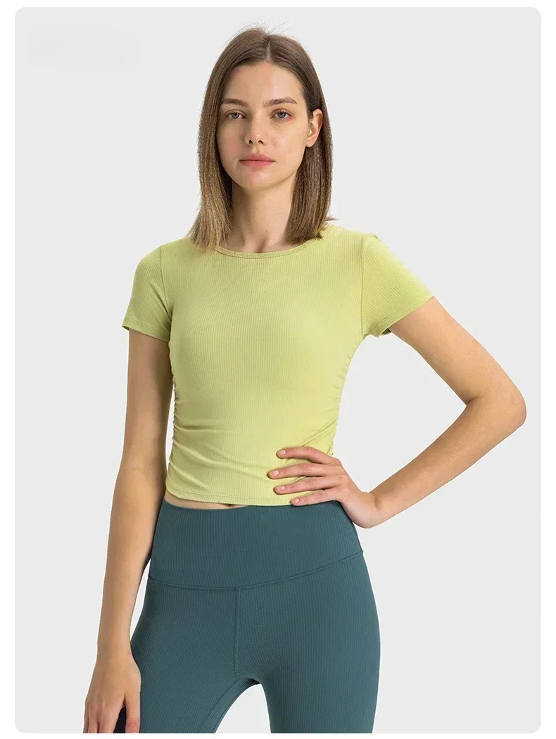 Lemon Women Sports Short Sleeve T-shirt All it Takes High Elasticity Slim Short T-shirt Quick Drying Running Fitness Yoga Top