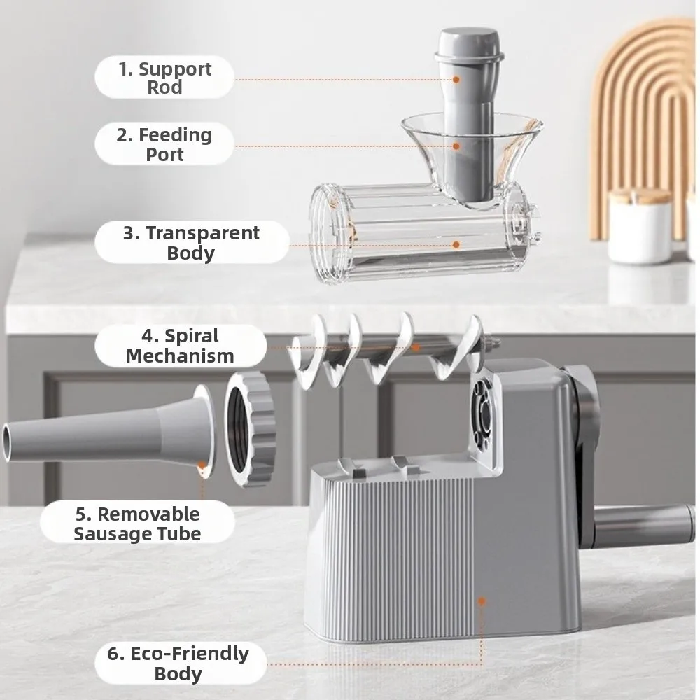 With 4 Tubing Units Manual Sausage Stuffer Homemade Large Capacity Sausage Maker Efficient Plastic Meat Grinder Filling Maker