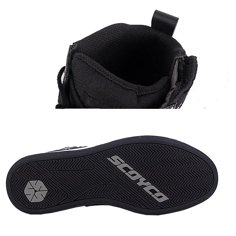 Men's Motorcycle Boots SCOYCO Wearproof linen Motocross Shoes Anti-skid Motorcyclist Boots Zipper closure Quick wear off