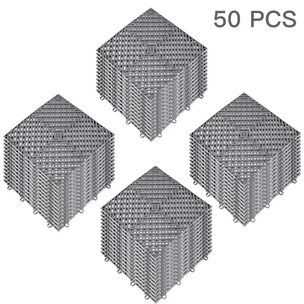 

Plastic Tiles 12x12x0.5 Inches Self-adhesive Wood Floor for Detailing Taller Drainage Tiles Interlocking 50 Pcs Gray Slats Wpc