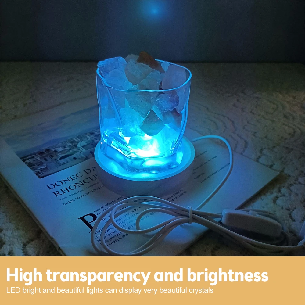 Wooden LED Light Dispaly Base USB Luminous Colorful LED Light Base Crystal Glass Resin Art Ornament Display Stand Home Decor led lights rotating display stand led lamp base
