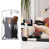 Transparent Acrylic Makeup Brush Holder Makeup Organizer Cosmetic Holder Pencil Lipstick Desk Container Table Makeup Storage Box 2