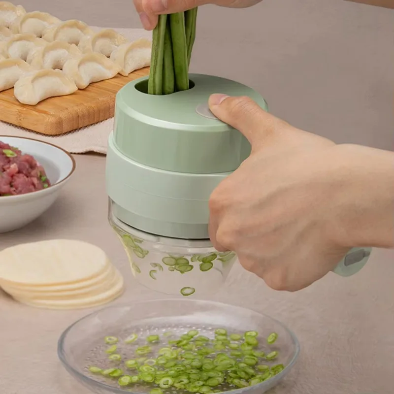 4 in 1 Handheld Electric Vegetable Cutter Wireless Chop Garlic Mash Minced Slice Onion Cutting Multifunctional Cooking Gadget