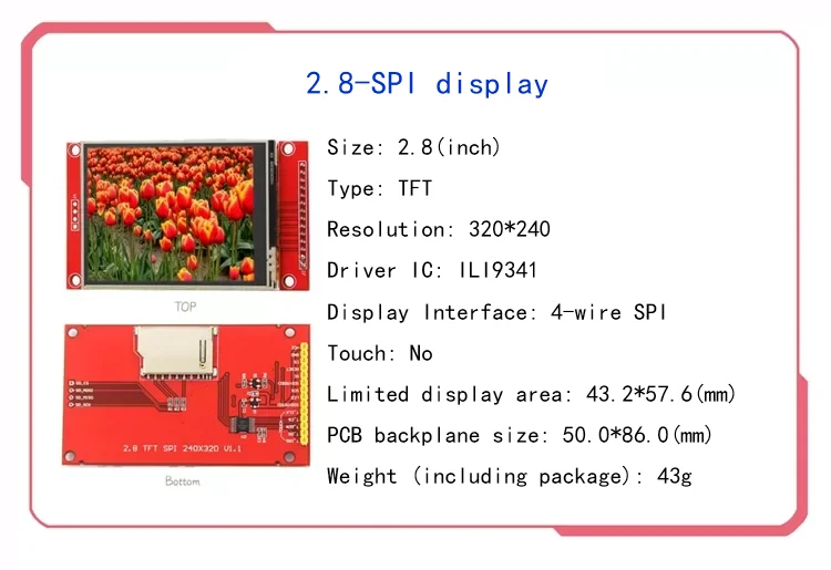 2,2 Zoll/2,4/2,8/3,2/3,5 Zoll TFT Touch Color SPI serielles LCD-Anzeigemodul – Detail 4