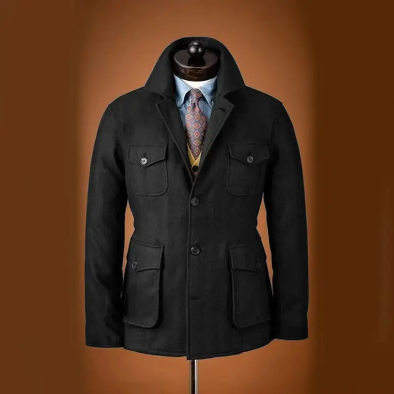 Men's Tweed Jacket Tuxedo Woolen Suit High Quality Costumes Wool Single Breasted Casual Slim Fit Male Blazers Autumn Winter - Image 8