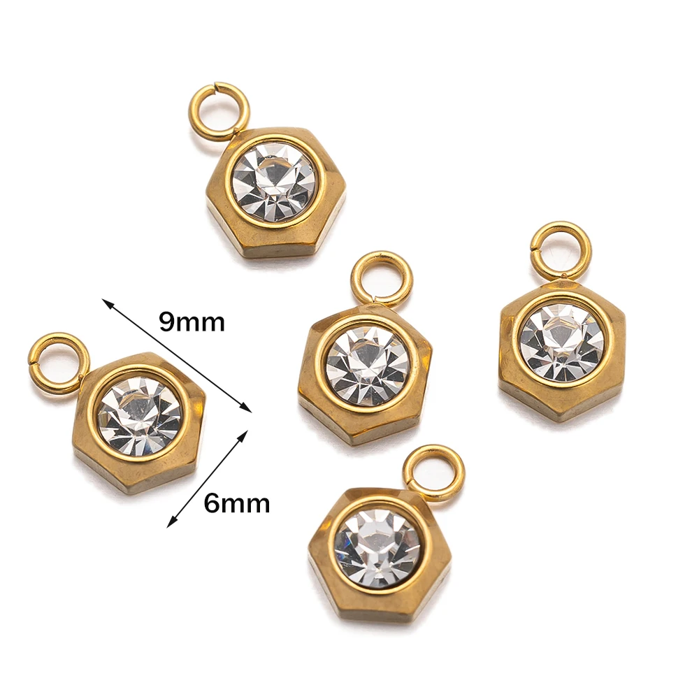 10 Stück Gold Edelstahl Zirkonia Herz Stern Charms für DIY Ohrring Armband Halskette Schmuckherstellung Zubehör Kein Verblassen – Detail 7