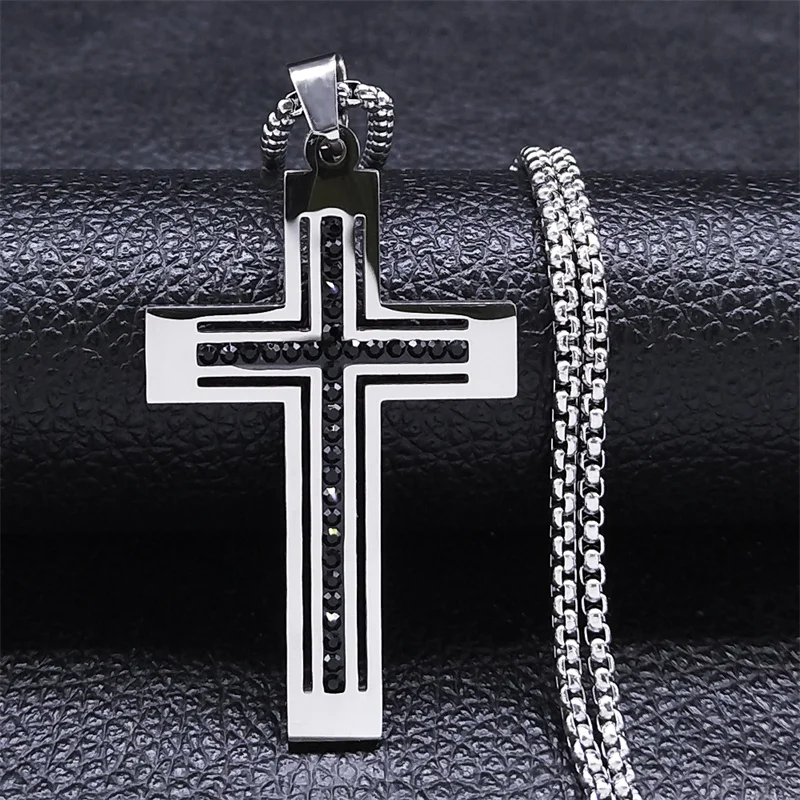 Elegant Catholic Cross Necklace with Saint Benedict and Virgin Mary Pendants