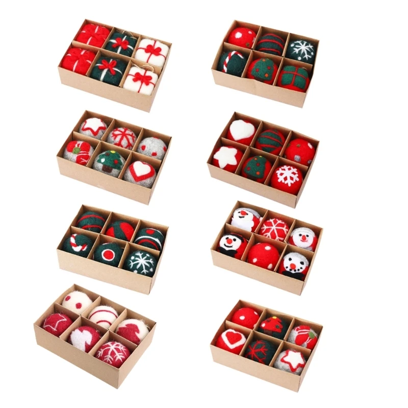 

L69A 6pcs Felt Christmas Ball Pendant Charm Kid Adult Birthday Photo Props