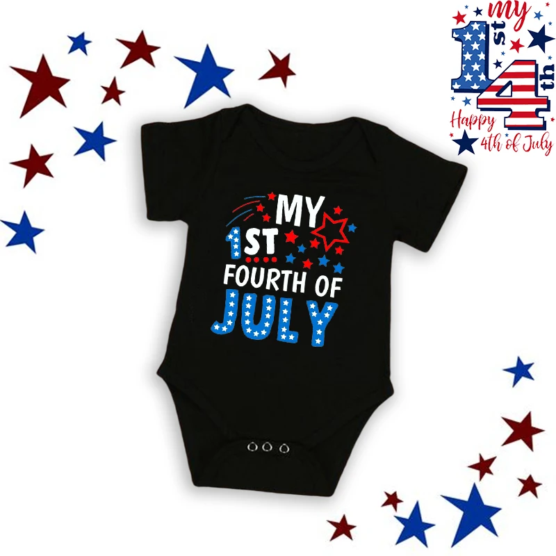 My First 4th of July Newborn Baby Summer Romper Infant Body Short Sleeve Toddler Jumpsuit Boys Girls July Fourth Outfits Clothes