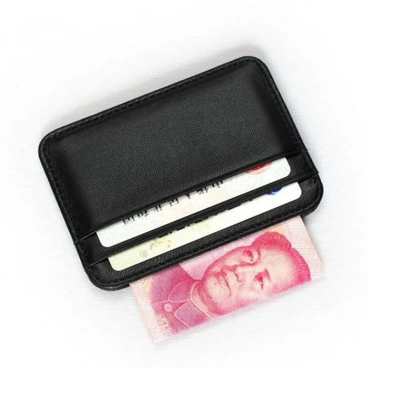 Leather Wallet Credit Card Case Mini ID Card Holder Small Purse For Man